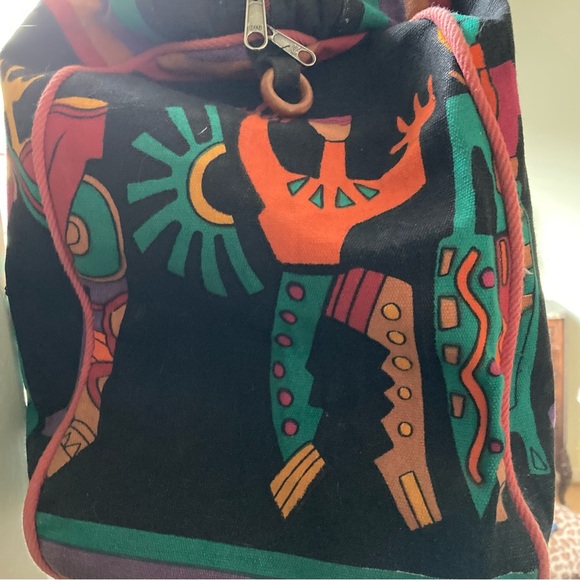 🧡💚💙💜bright cotton canvas duffel /w zip inner pocket Happy dancers/ musicians - Picture 8 of 16